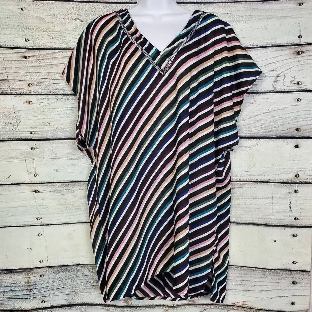 Kona Sol Women’s Striped Cover-Up Tunic Top Size M